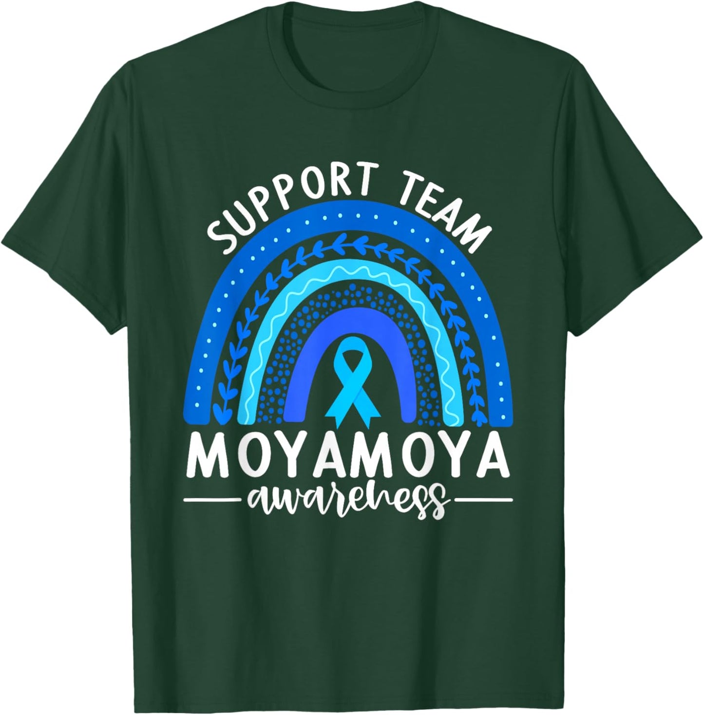 Moyamoya Awareness Shirt Blue Rainbow Boho Support Team T-Shirt - T-Shirt | Forest