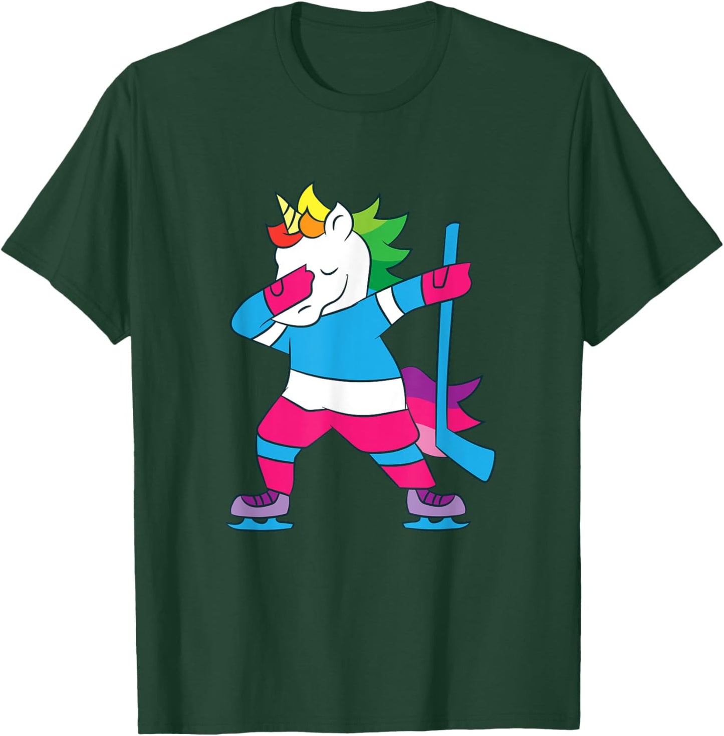 Dabbing Hockey Unicorn Ice Hockey Girls Unicorn T-Shirt - T-Shirt | Forest