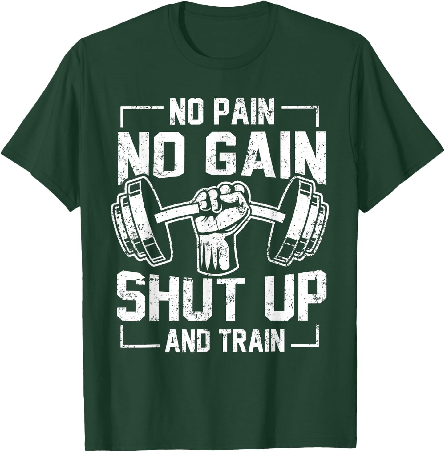 No Pain No Gain Funny Gym Workout Fitness Coach Trainer T-Shirt - T-Shirt | Forest