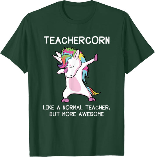 Teachercorn Teacher Unicorn Women Girls Kids T-Shirt - T-Shirt | Forest