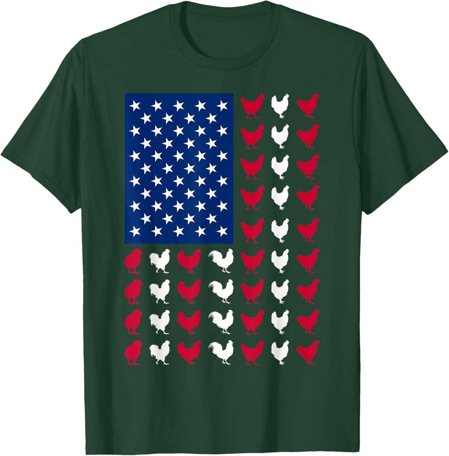 4th of July Chicken Lovers Funny USA American Flag Patriotic T-Shirt - T-Shirt | Forest