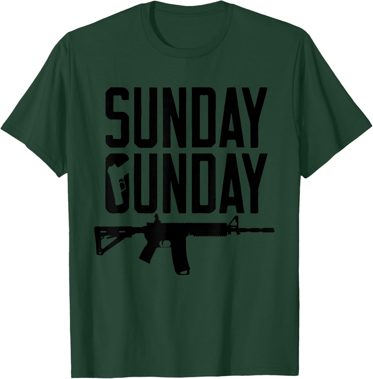 Sunday Gunday Gun Shooting Pistol Firearm AR15 Rifle T-Shirt - T-Shirt | Forest