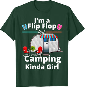 Funny RV Camper I'm A Flip Flops And Camping Kinda Girl T-Shirt - T-Shirt | Forest