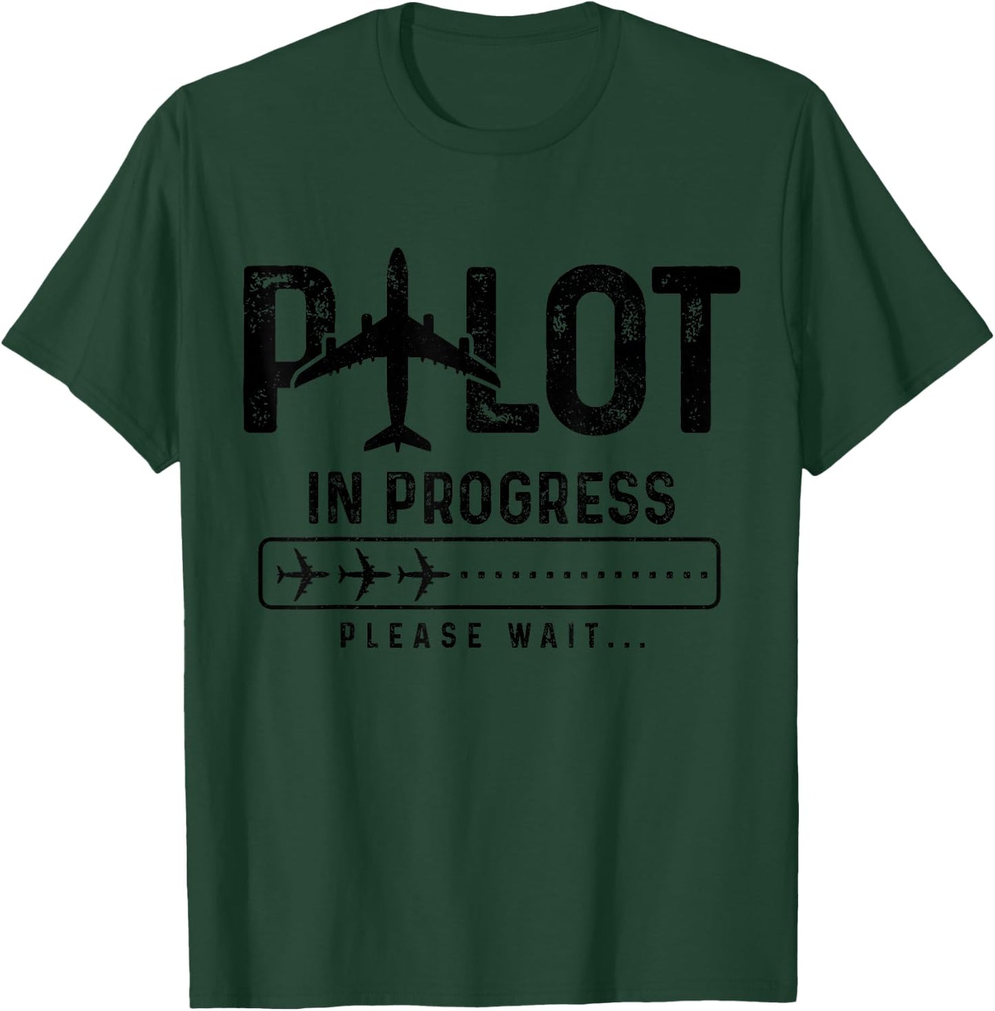Pilot In Progress Future Airplane Pilot Aviation Funny T-Shirt - T-Shirt | Forest
