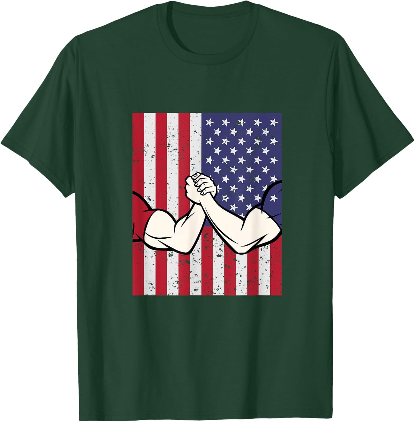 Arm Wrestling Shirt Patriotic Gifts Flag T-Shirt - T-Shirt | Forest