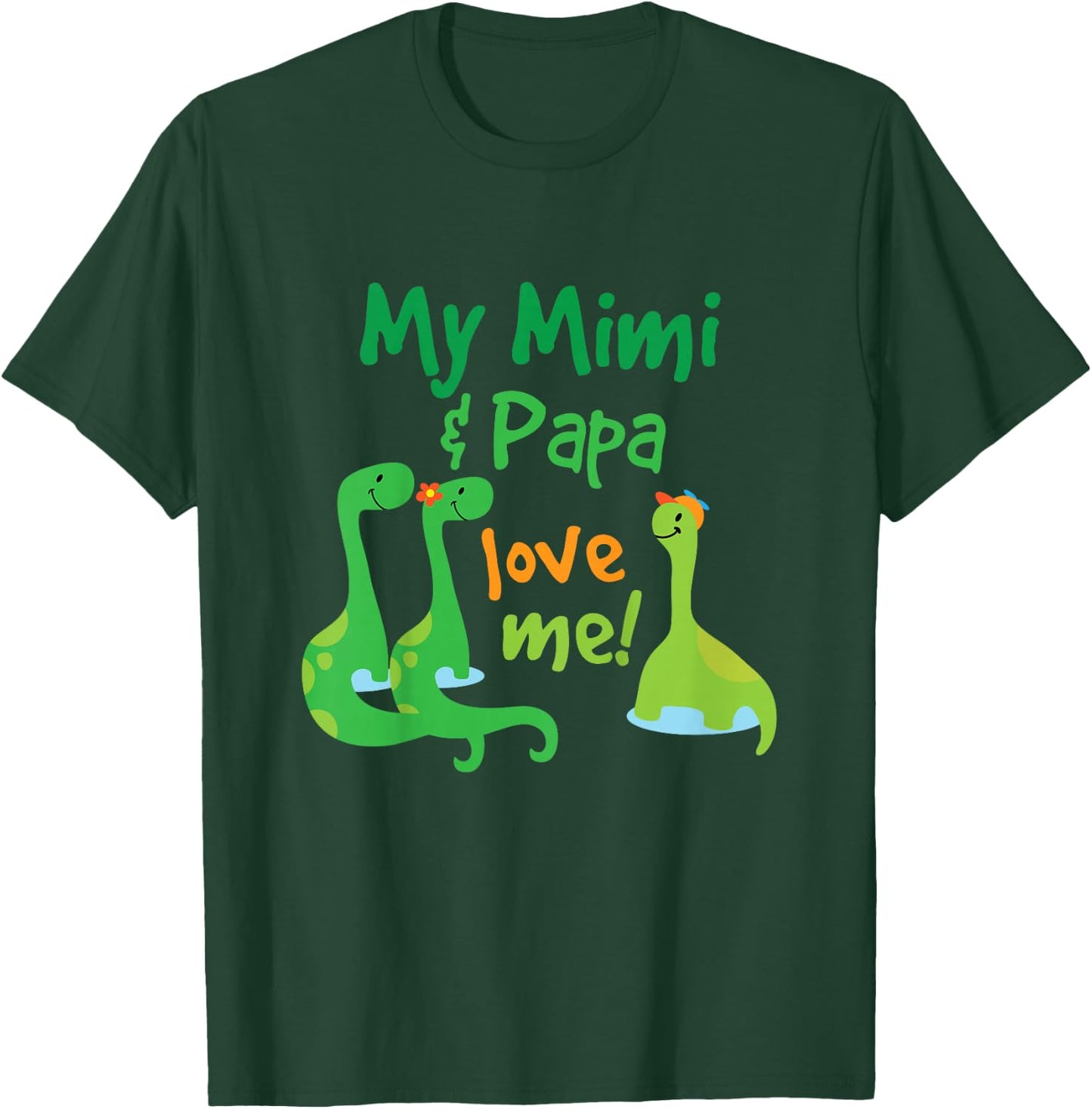 Kids My Mimi and Papa Love Me Dinosaur Grandson T-Shirt - T-Shirt | Forest