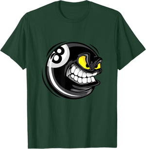 Enjoy Cool Pool Billiards Angry 8 Ball Graphic Designs T-Shirt - T-Shirt | Forest