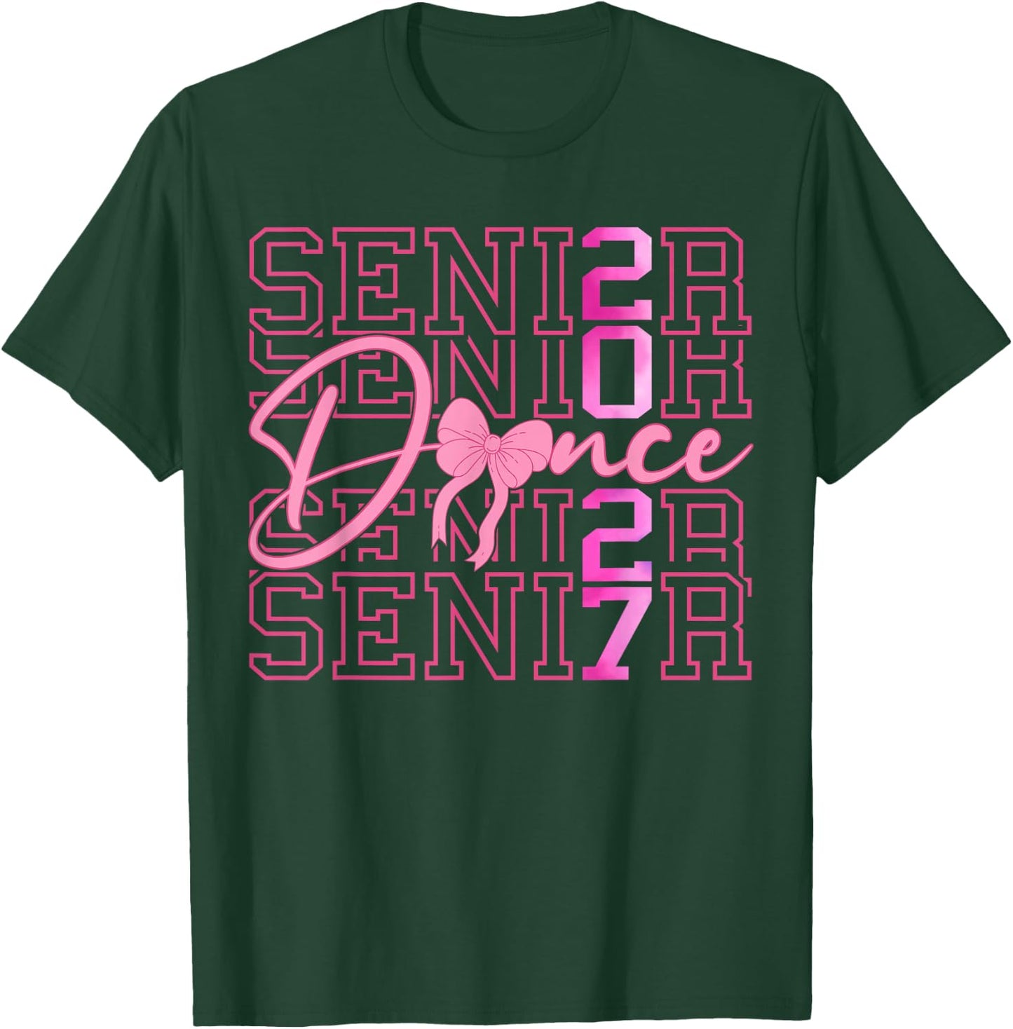Senior Dance Class of 2027 Coquette Pink Bow Graduation 2027 T-Shirt - T-Shirt | Forest