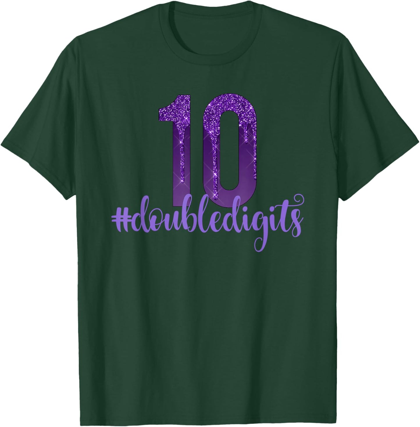10th Birthday Shirt Double Digits Girls Ten Purple Dripping T-Shirt - T-Shirt | Forest