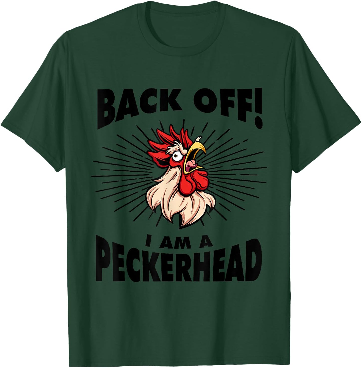 Funny Chicken Rooster Aggressive Poultry Apparel Back Off I'm A Peckerhead - Men's Grey Cotton Polyester Blend Short Sleeve Classic Fit - Funny - Size Small T-Shirt - T-Shirt | Forest