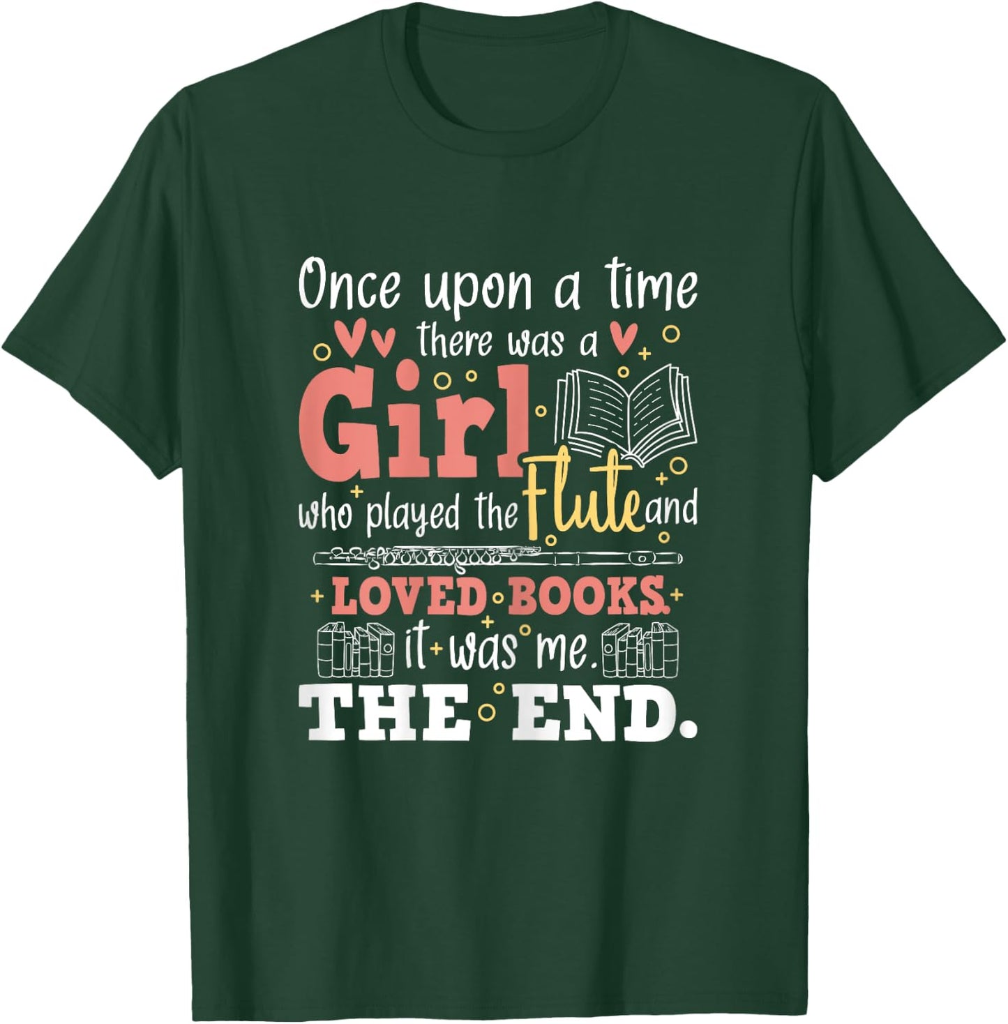 Flute Player Book Lover Flutist Marching Band Musician T-Shirt - T-Shirt | Forest
