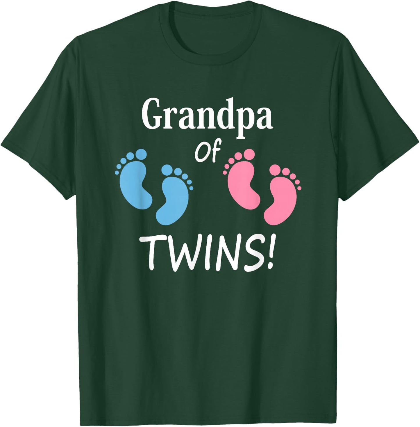Grandpa of Boy and Girl Twins Footprint Design Grandfather T-Shirt - T-Shirt | Forest