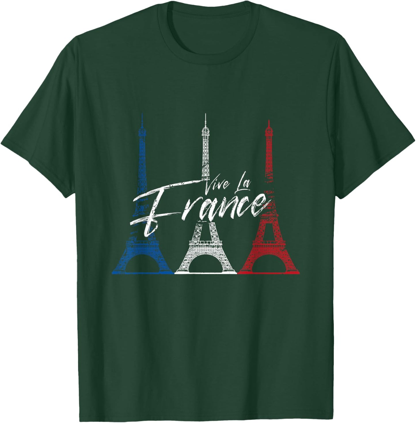 Vintage Retro Vive La France Eiffel Tower Men Women T-Shirt - T-Shirt | Forest
