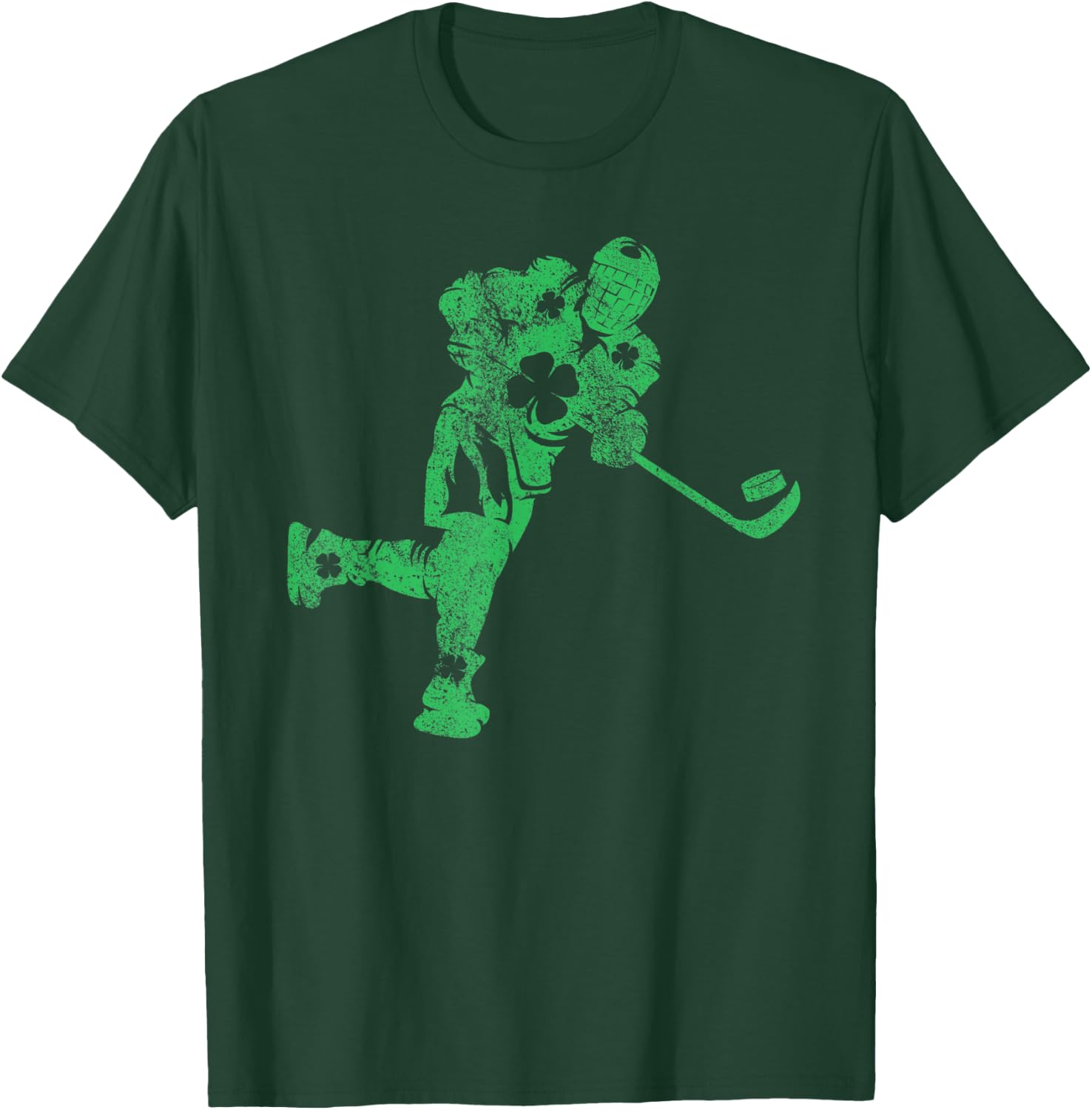 Ice Hockey Skate Skating Gift St. Patrick's Day Shamrock T-Shirt - T-Shirt | Forest