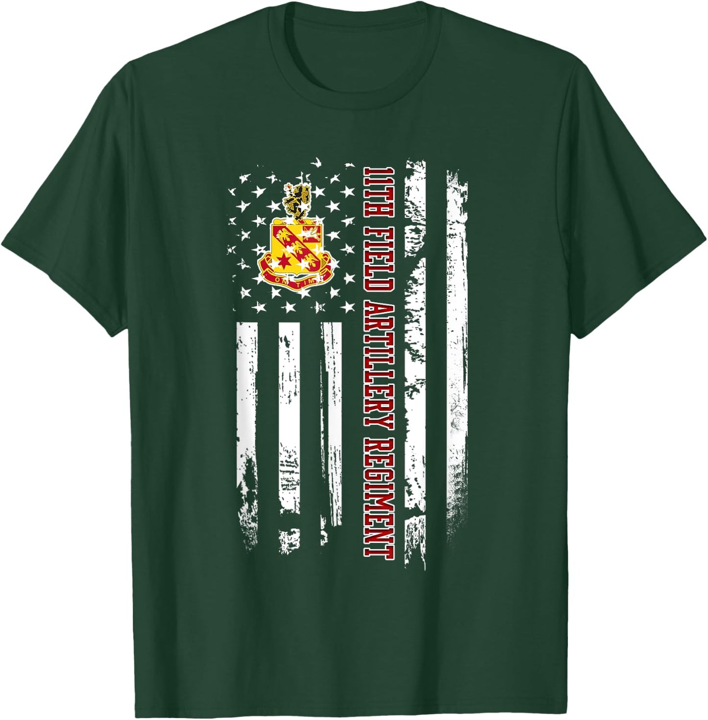 11th Field Artillery Regiment Veteran USA Flag Veterans Xmas T-Shirt - T-Shirt | Forest