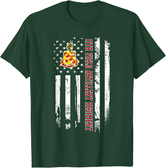 11th Field Artillery Regiment Veteran USA Flag Veterans Xmas T-Shirt - T-Shirt | Forest