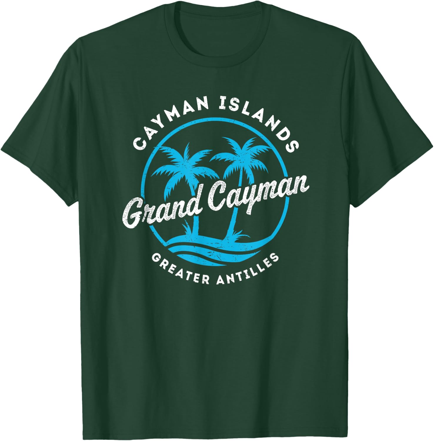 Retro Grand Cayman Islands Palm Tree Beach Vintage Vacation T-Shirt - T-Shirt | Forest