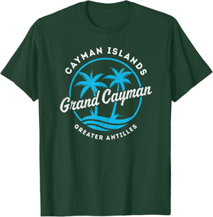 Retro Grand Cayman Islands Palm Tree Beach Vintage Vacation T-Shirt - T-Shirt | Forest