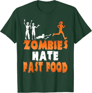 Zombies Hate Fast Food Funny Halloween Running T-Shirt - T-Shirt | Forest
