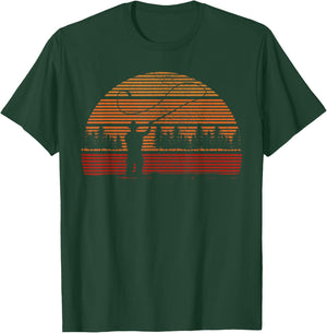 Fly Fishing Vintage Retro Trout Fishing Fisherman Gift T-Shirt - T-Shirt | Forest