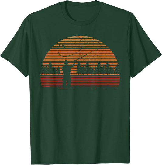 Fly Fishing Vintage Retro Trout Fishing Fisherman Gift T-Shirt - T-Shirt | Forest