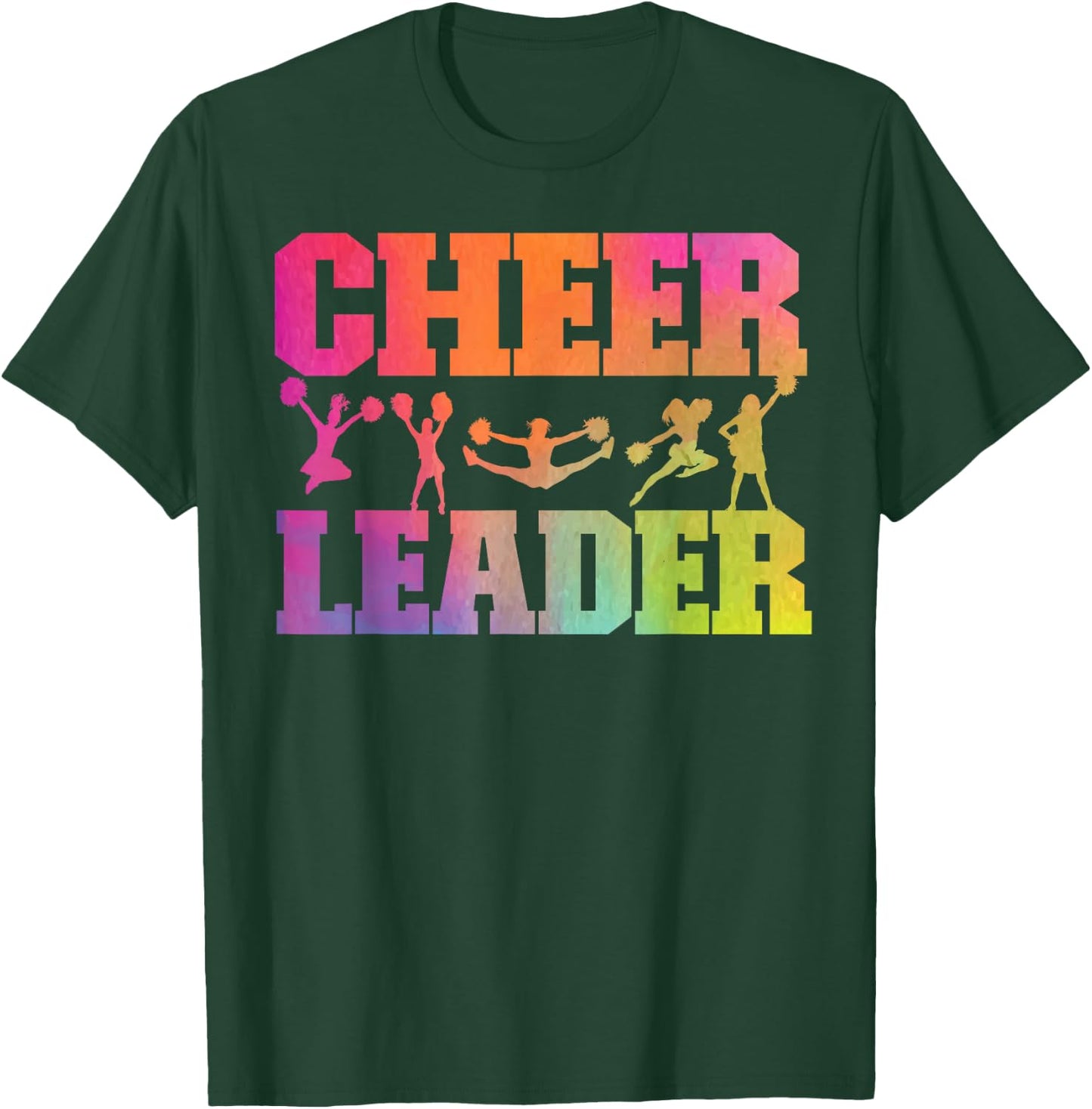 Cheer Cheerleading Watercolor Rainbow Cheer Leader T-Shirt - T-Shirt | Forest