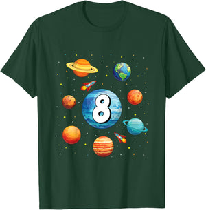 Kids 8 Year Old Shirt Boys Kids Space Solar Planets 8th Birthday T-Shirt - T-Shirt | Forest