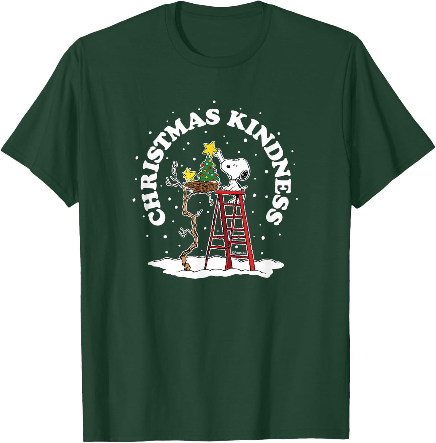 Peanuts - Snoopy and Woodstock Tree Christmas Kindness T-Shirt - T-Shirt | Forest