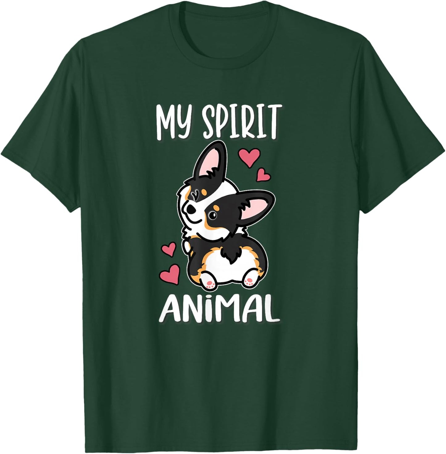 Girls Kawaii Spirit Animal Black Tricolor Corgi Lover T-Shirt - T-Shirt | Forest