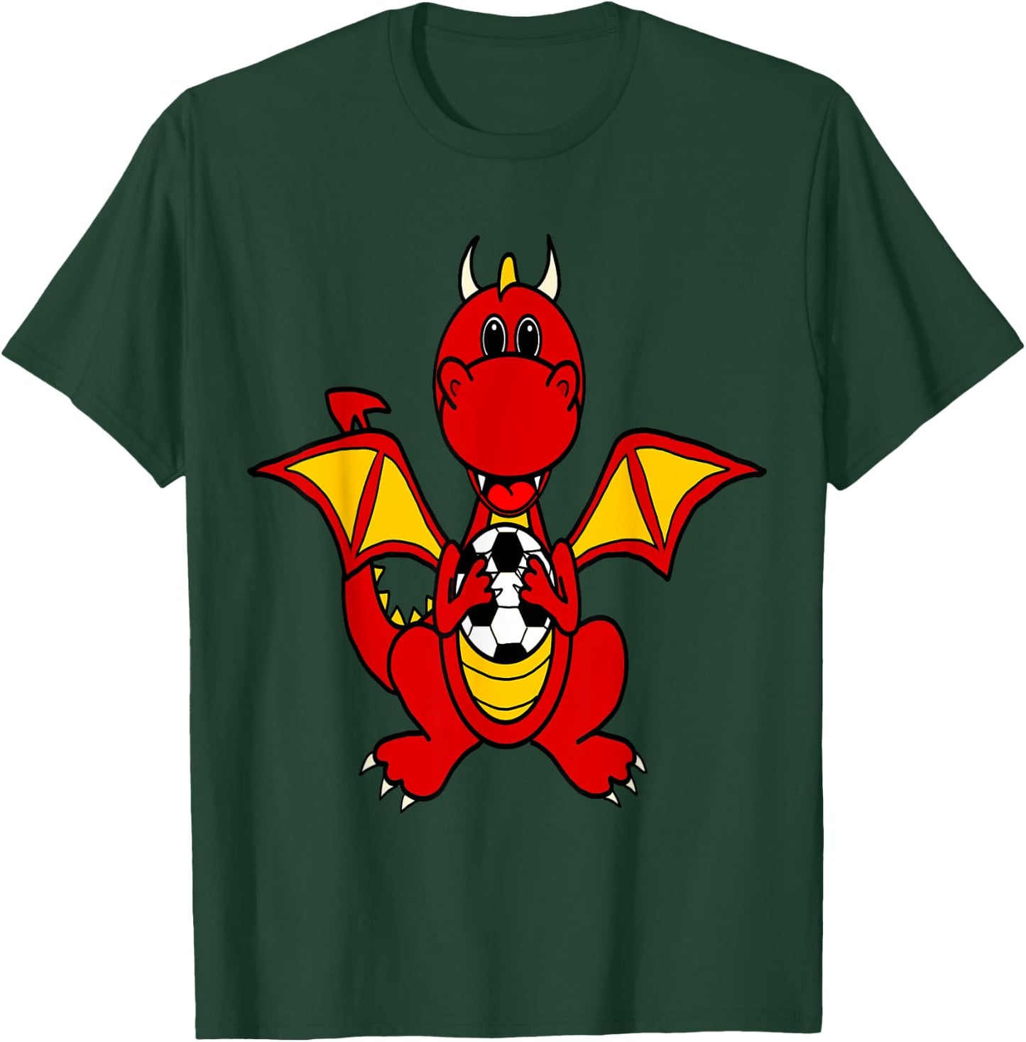 SouthernDesignTees Funny Dragon Playing Soccer T-Shirt - T-Shirt | Forest