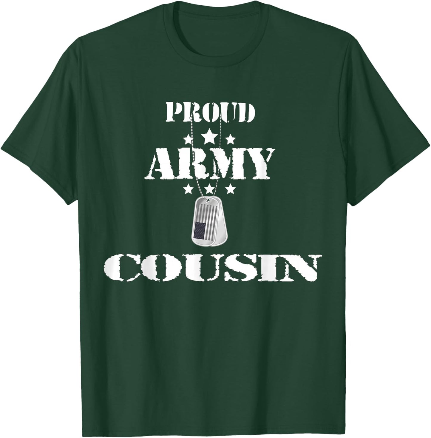Proud Army Cousin Military Pride American Flag For Veteran Kids Men T-Shirt - T-Shirt | Forest
