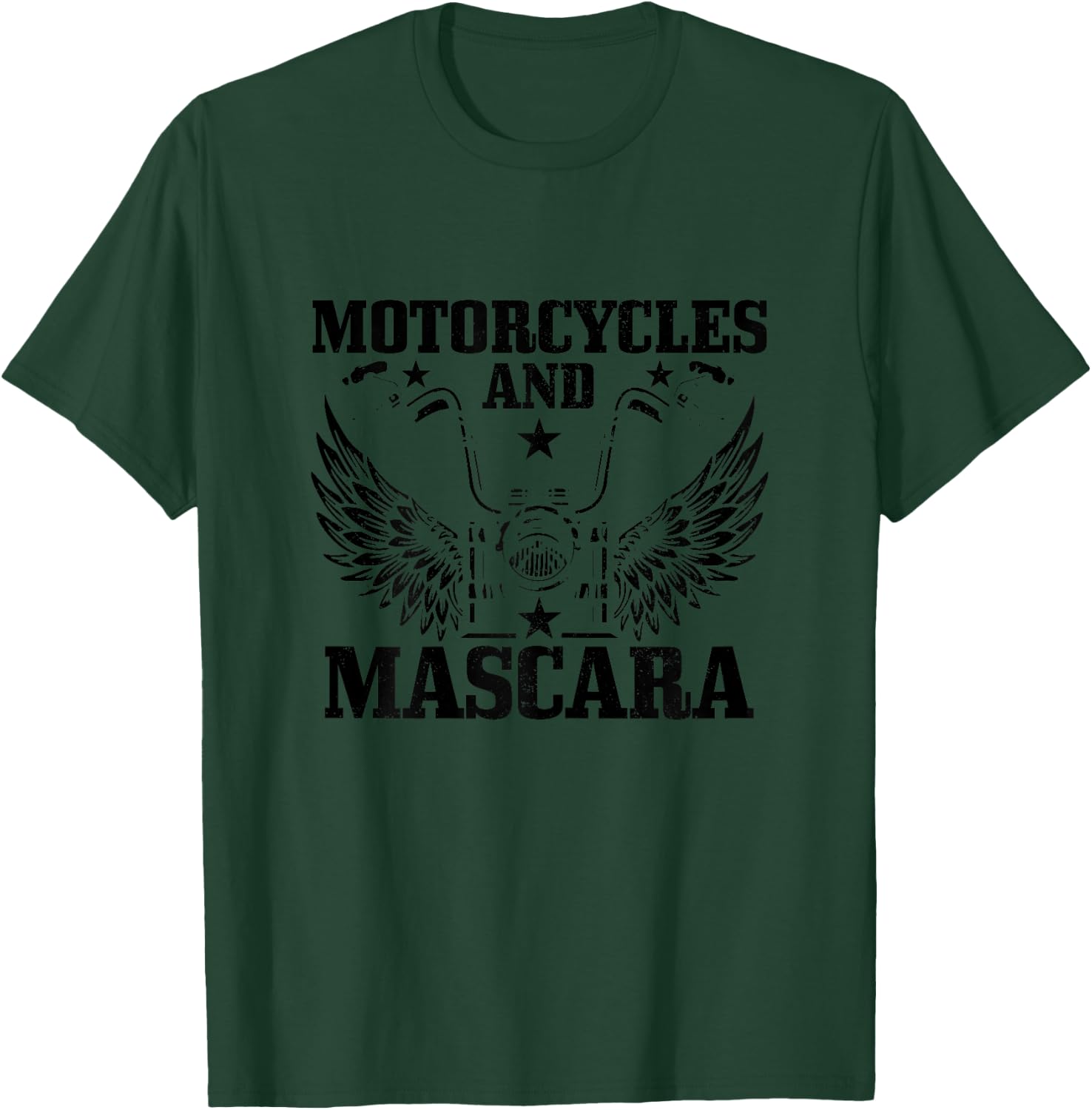 Motorcycles And Mascara Biker Girl Funny Vintage Biker T-Shirt - T-Shirt | Forest