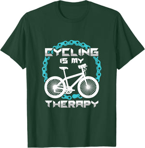 Funny Cyclist Cycling Is My Therapy Bikers T-Shirt - T-Shirt | Forest