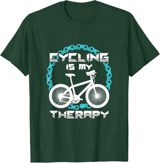 Funny Cyclist Cycling Is My Therapy Bikers T-Shirt - T-Shirt | Forest