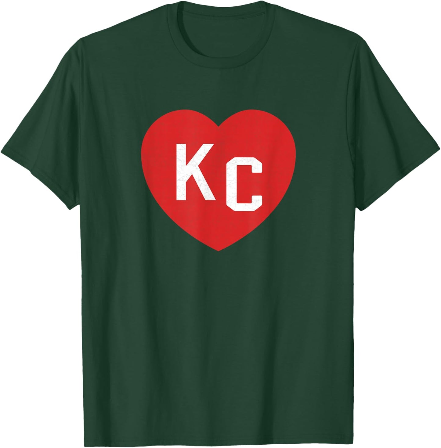 KC Heart Red/White Kansas City Heart - Men, - Short Sleeve - Small - Black - Baseball - Modern - Unique Heart Art Design T-Shirt - T-Shirt | Forest