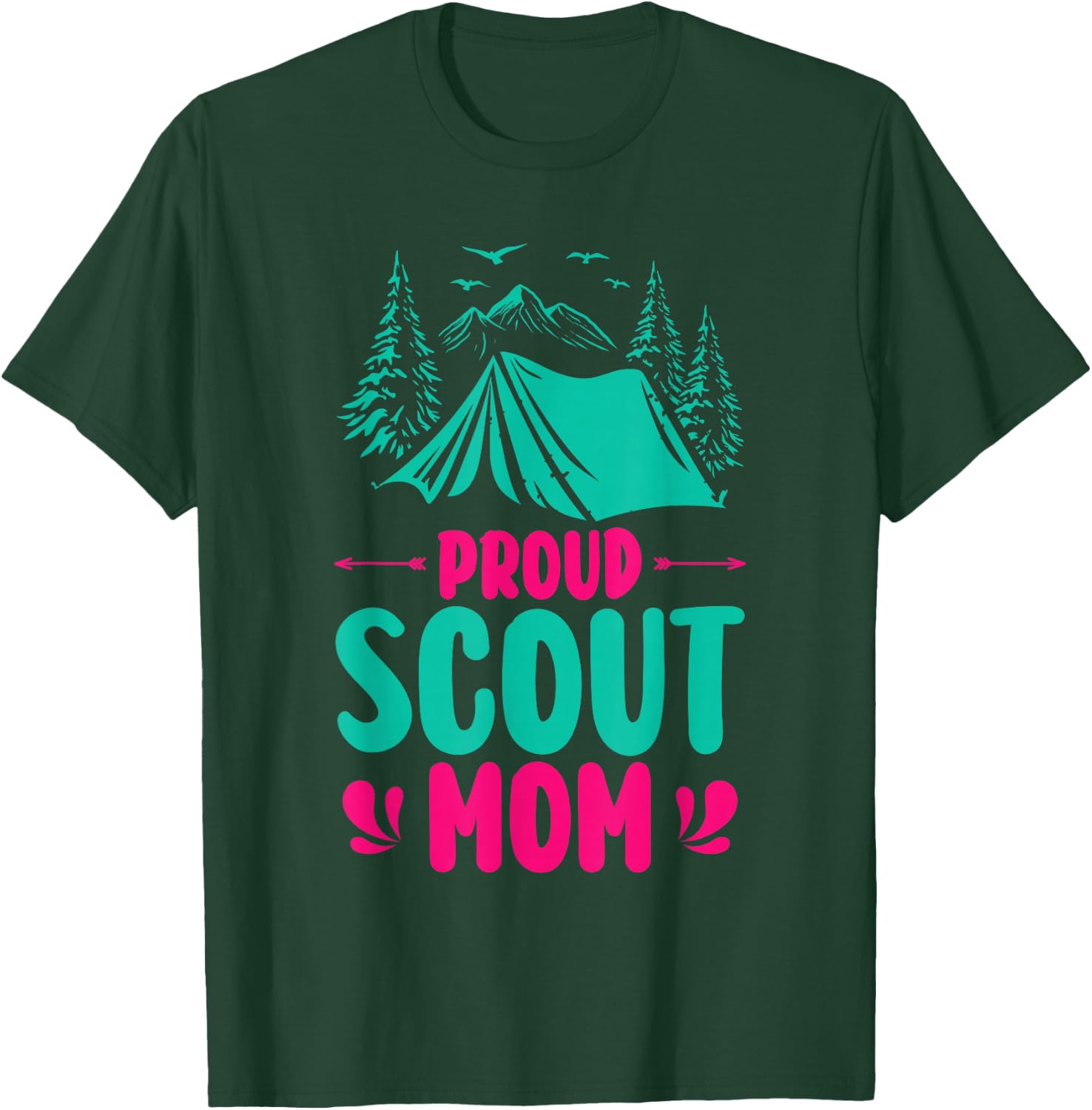 Proud Scout Mom Camping Adventure Outdoor Wildlife Scout T-Shirt - T-Shirt | Forest