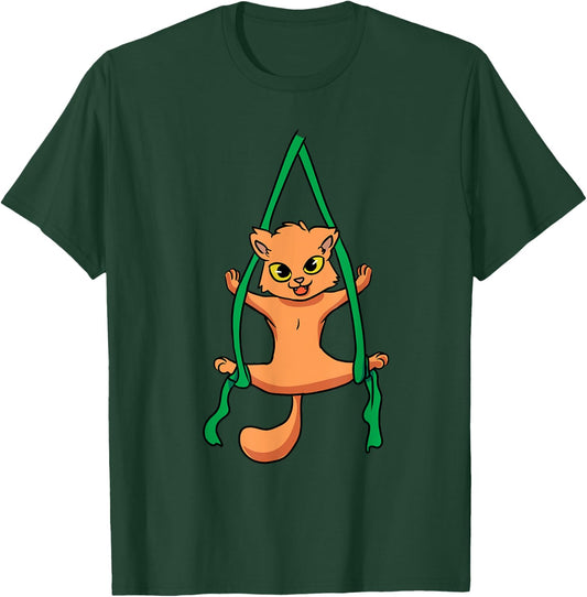 Aerial Silk Dancer Acrobat Funny Cat Aerialist Men Women Girls Kids T-Shirt - T-Shirt | Forest