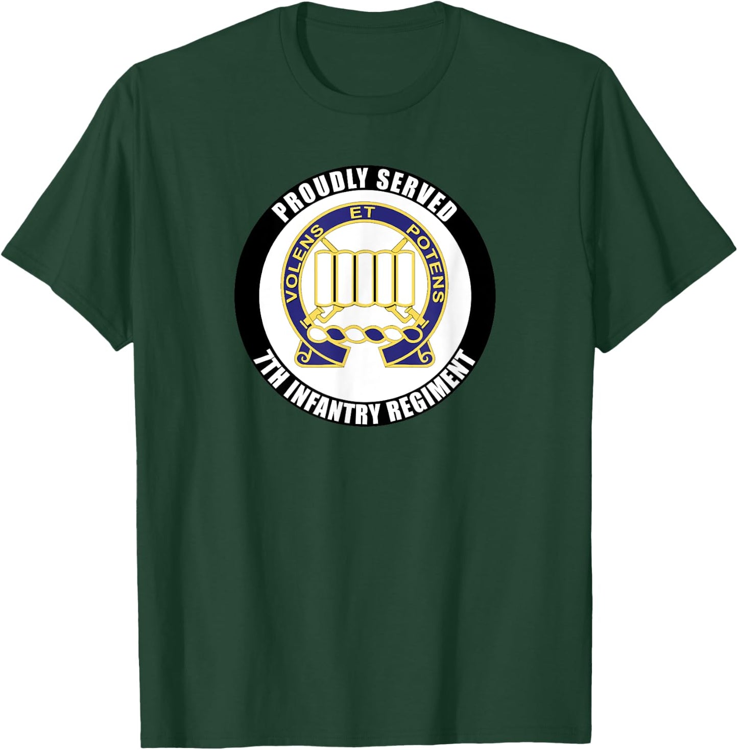 Proudly Served 7th Infantry Regiment Army Veteran Military T-Shirt - T-Shirt | Forest