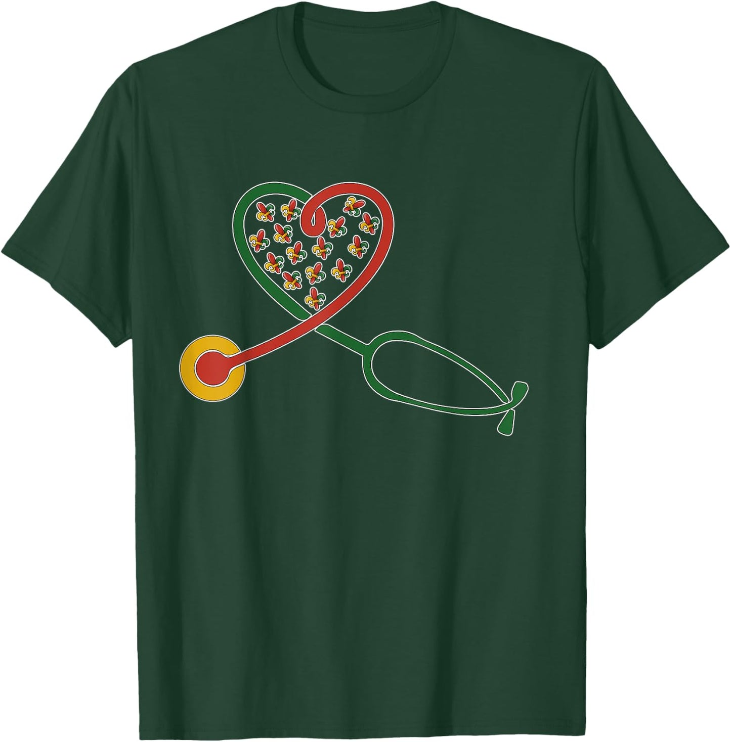 Stethoscope Juneteenth Nurse Melanin Pride African American T-Shirt - T-Shirt | Forest
