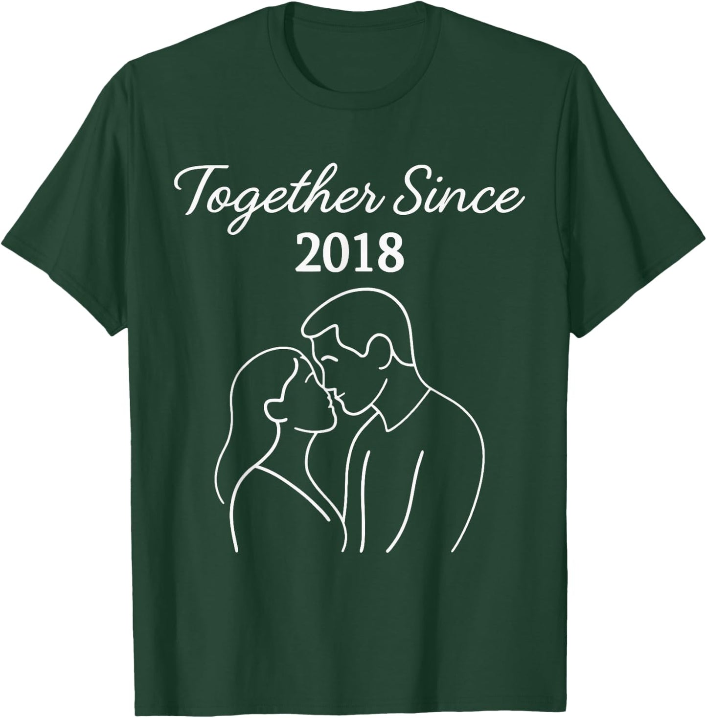 Together Since 2018 Minimal Romantic Couple Anniversary T-Shirt - T-Shirt | Forest