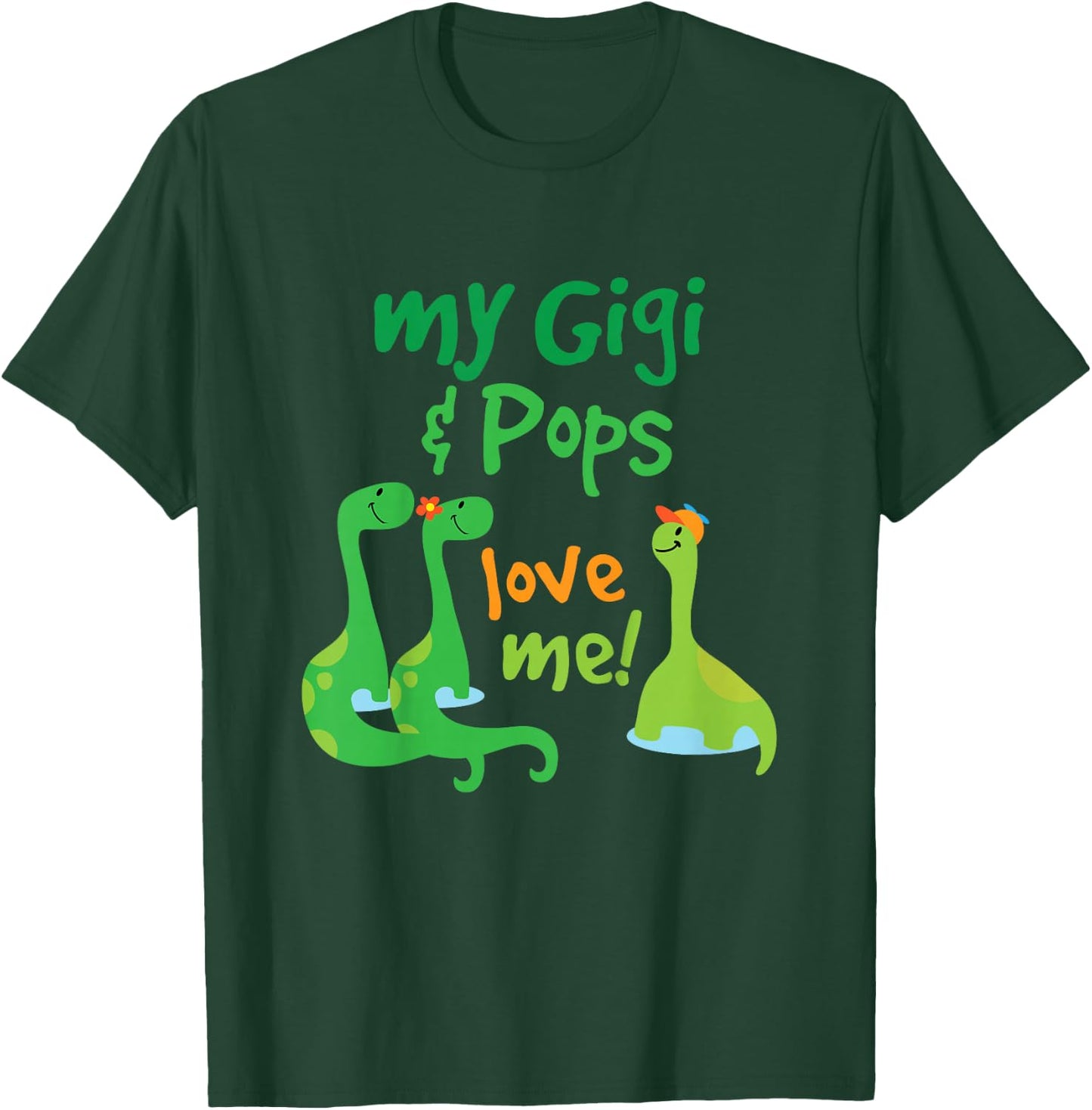 Kids My Gigi and Pops Love Me Grandson Dinosaur T-Shirt - T-Shirt | Forest