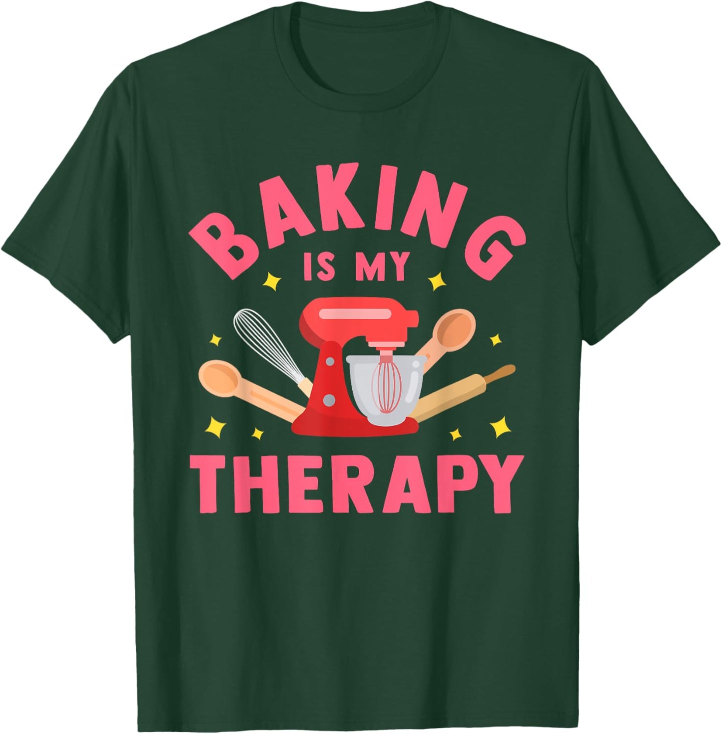 Cool Bake Food Bread Cookie Chef Men Women Design Baking Is My Therapy Funny Cooking Baker Bakery Pastry Gifts , Black, Small T-Shirt - T-Shirt | Forest