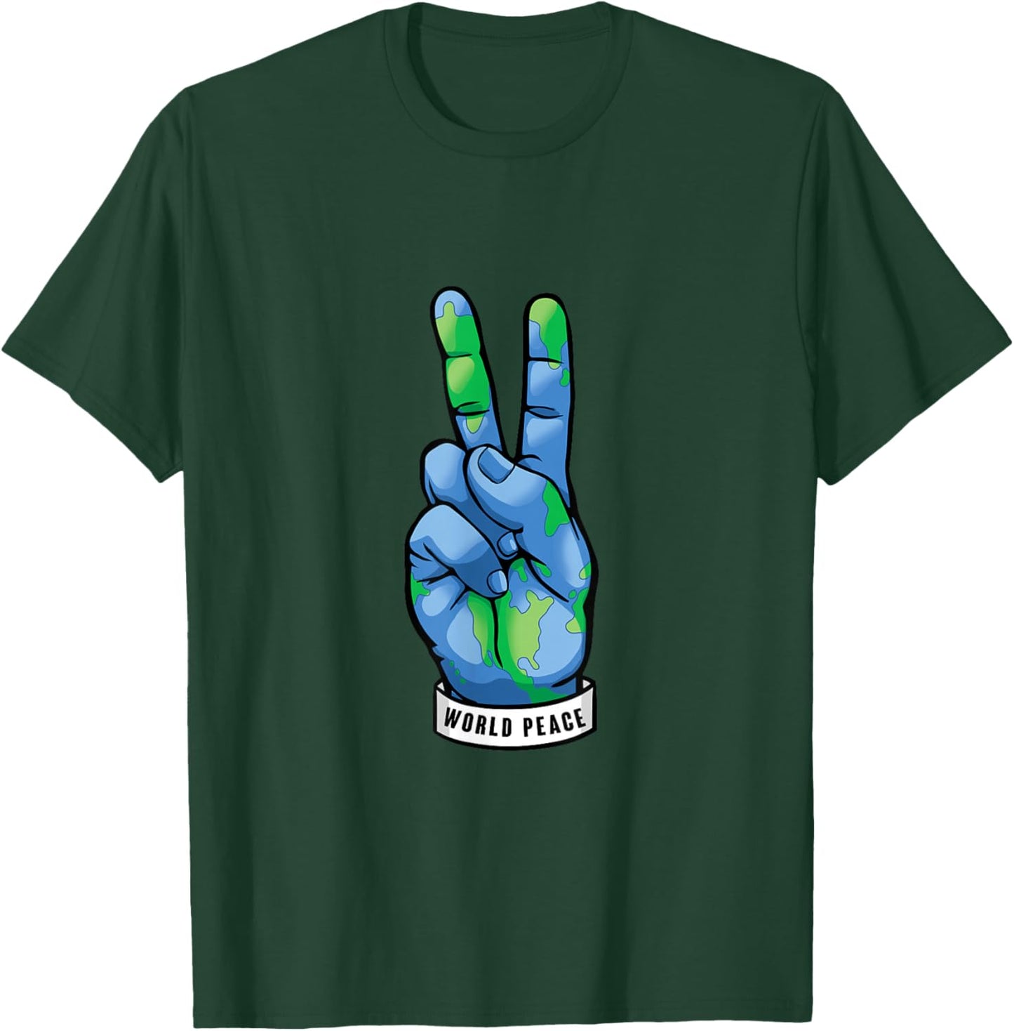 World Peace Earth Day Awareness Peace Sign Hand Gesture T-Shirt - T-Shirt | Forest