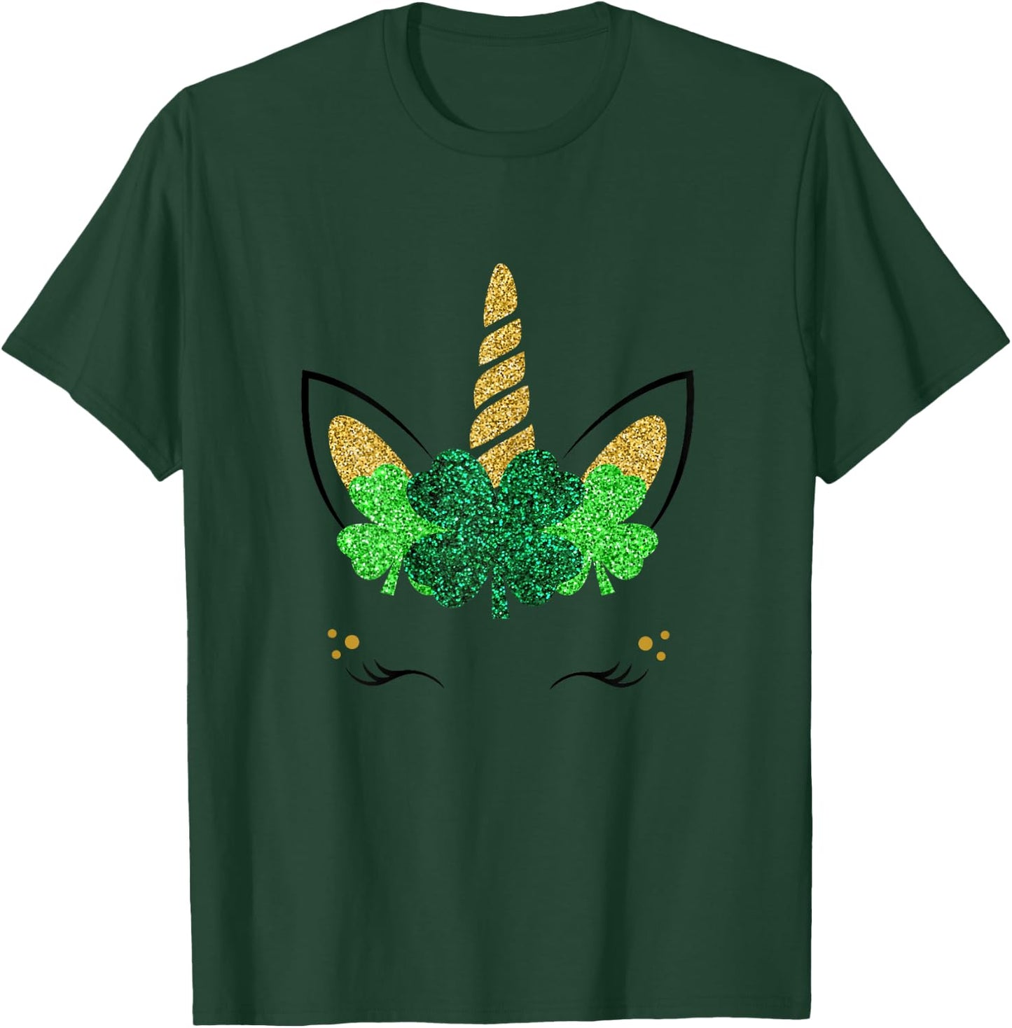 Unicorn Face St Patrick's Day Girls T-Shirt - T-Shirt | Forest