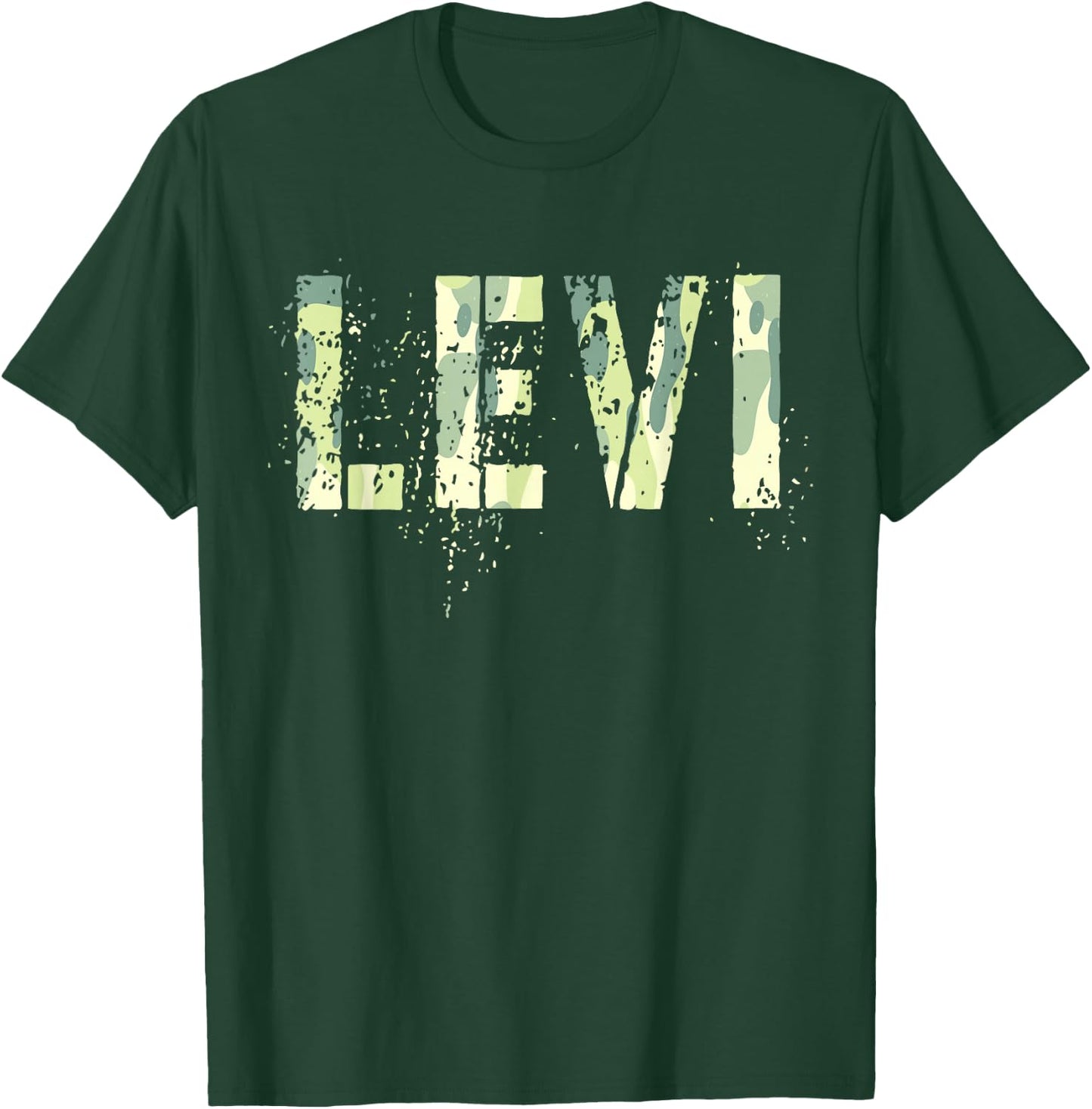 Personalized Name LEVI Camo Boy Military Birthday Father Son T-Shirt - T-Shirt | Forest