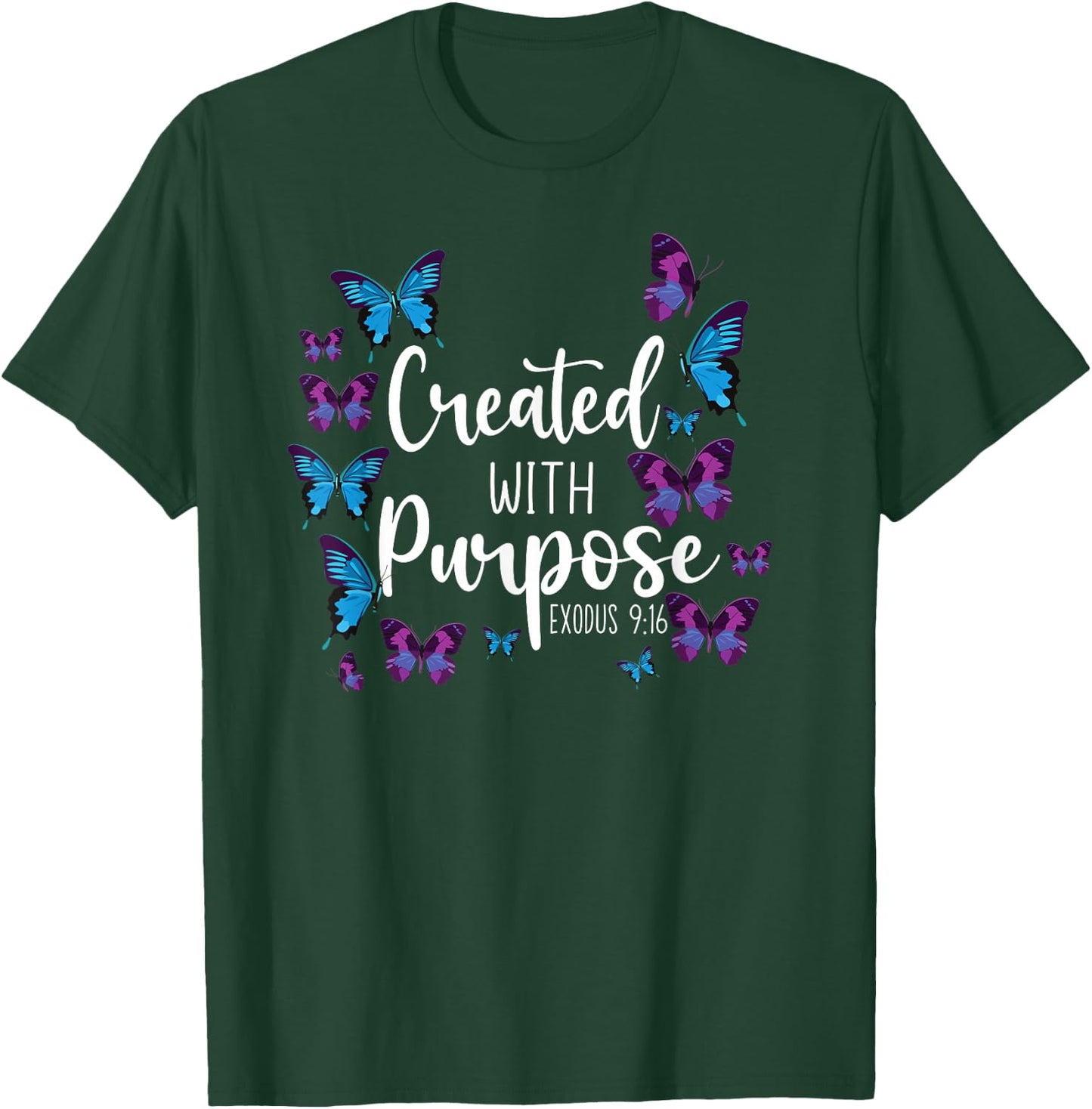 Christian Bible Verse Butterfly Exodus 9:16 T-Shirt - T-Shirt | Forest