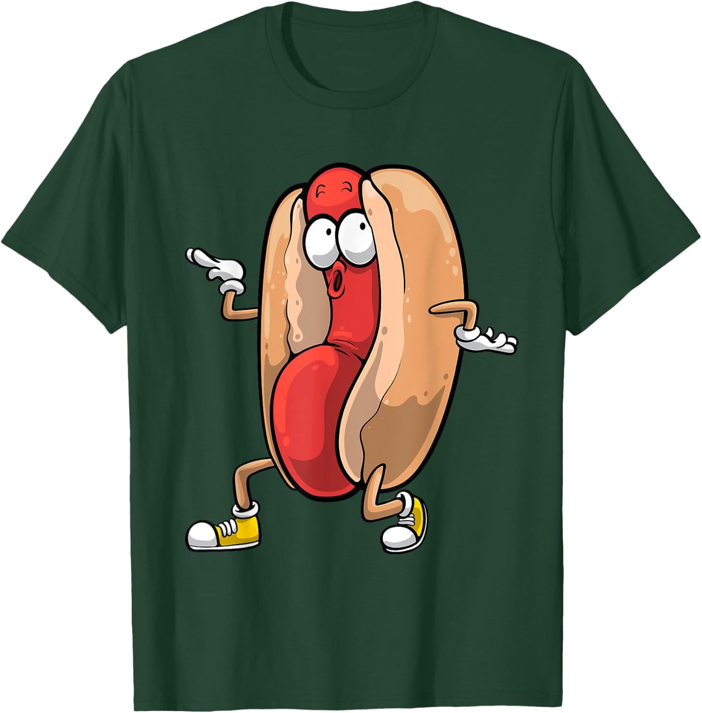 Funny Dancing Hot Dog Design For Kids Boys Girls Hotdog Gag T-Shirt - T-Shirt | Forest