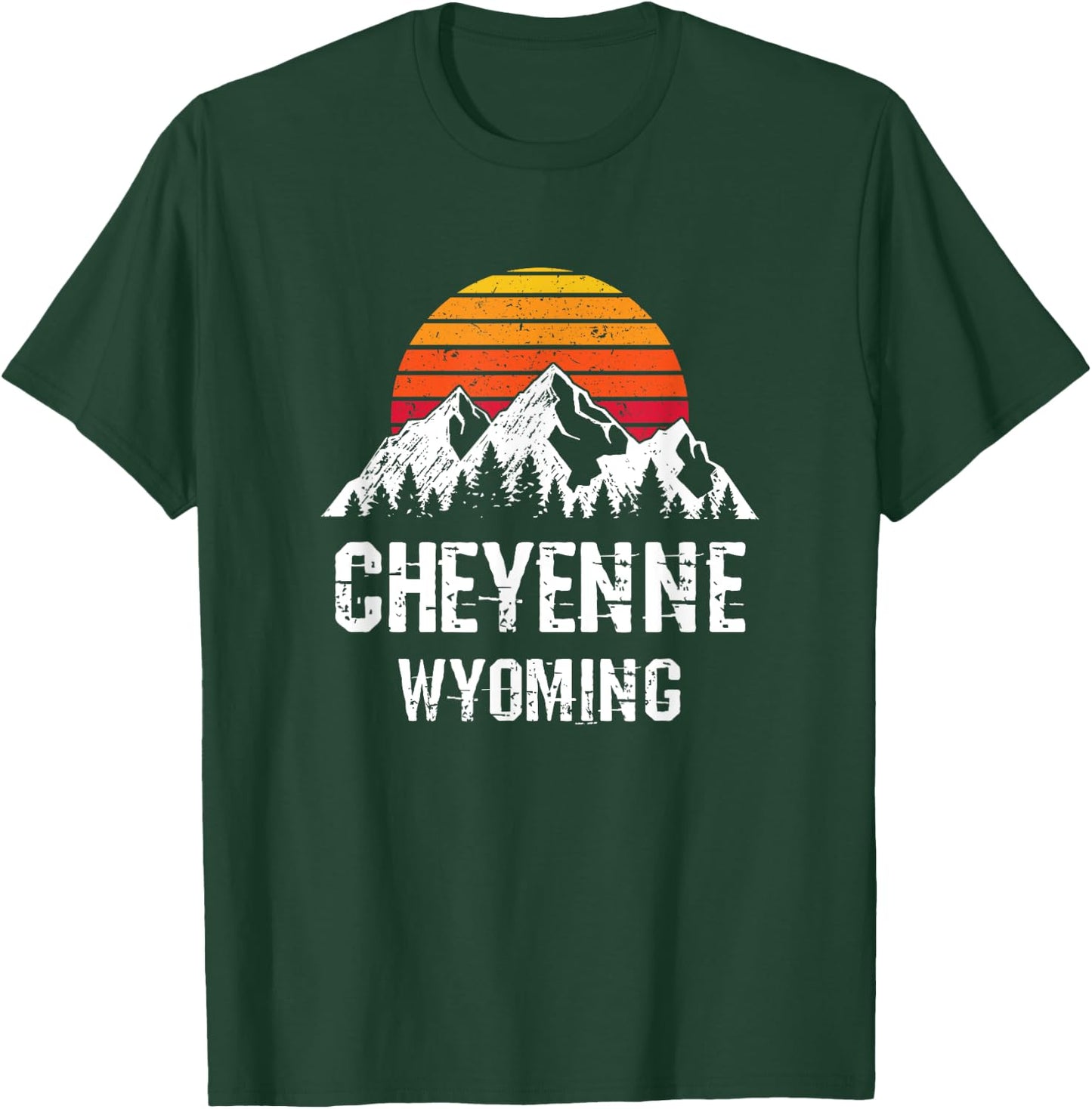 Cheyenne Wyoming Distressed Retro Gift T-Shirt - T-Shirt | Forest