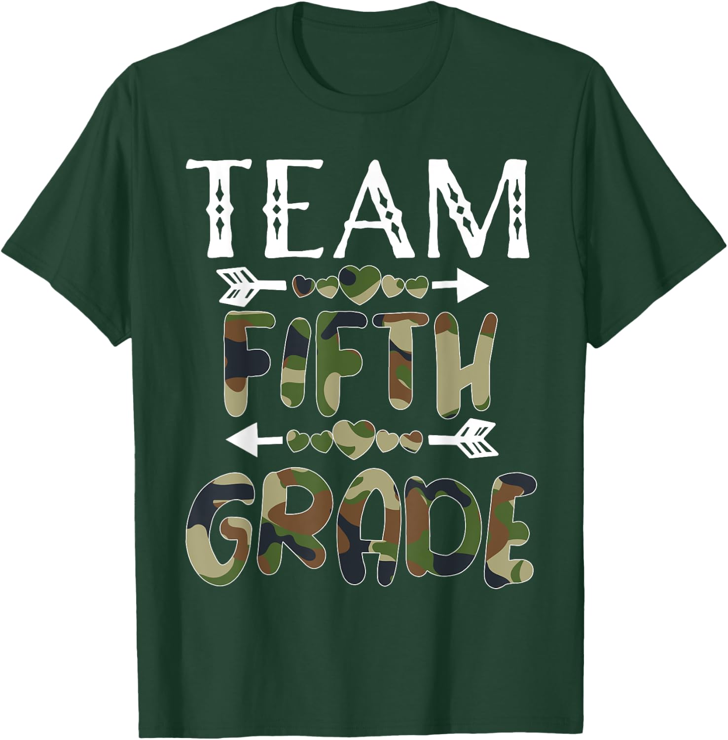 Team Fifth Grade Back To School 1st Day Camo Teachers T-Shirt - T-Shirt | Forest