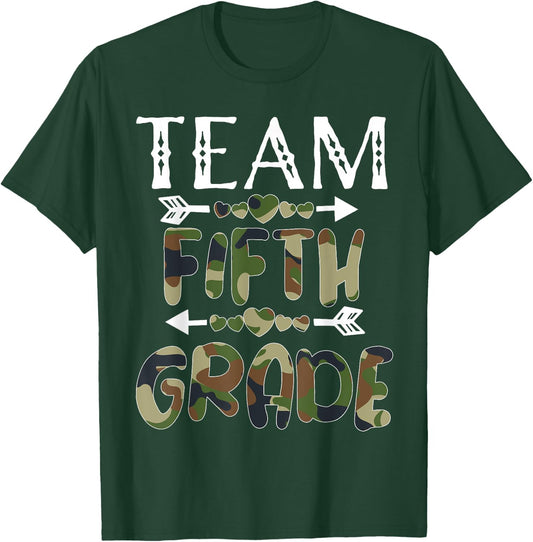 Team Fifth Grade Back To School 1st Day Camo Teachers T-Shirt - T-Shirt | Forest